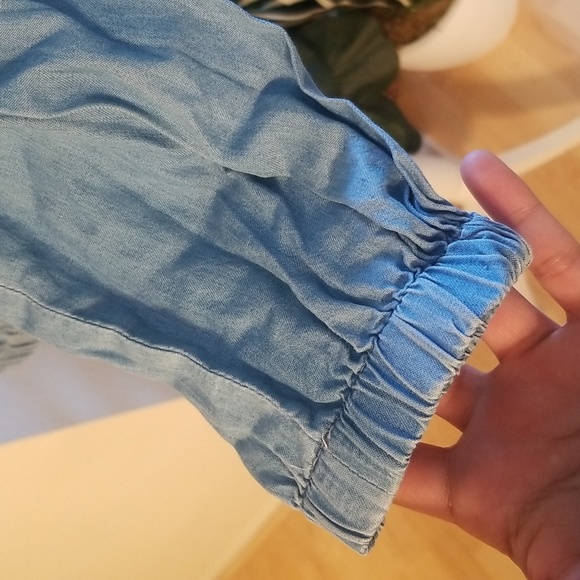 Zara Trafaluc Blue Denim Zipper Jacket W Pockets 3/4 Sleeve - Picture 4 of 9